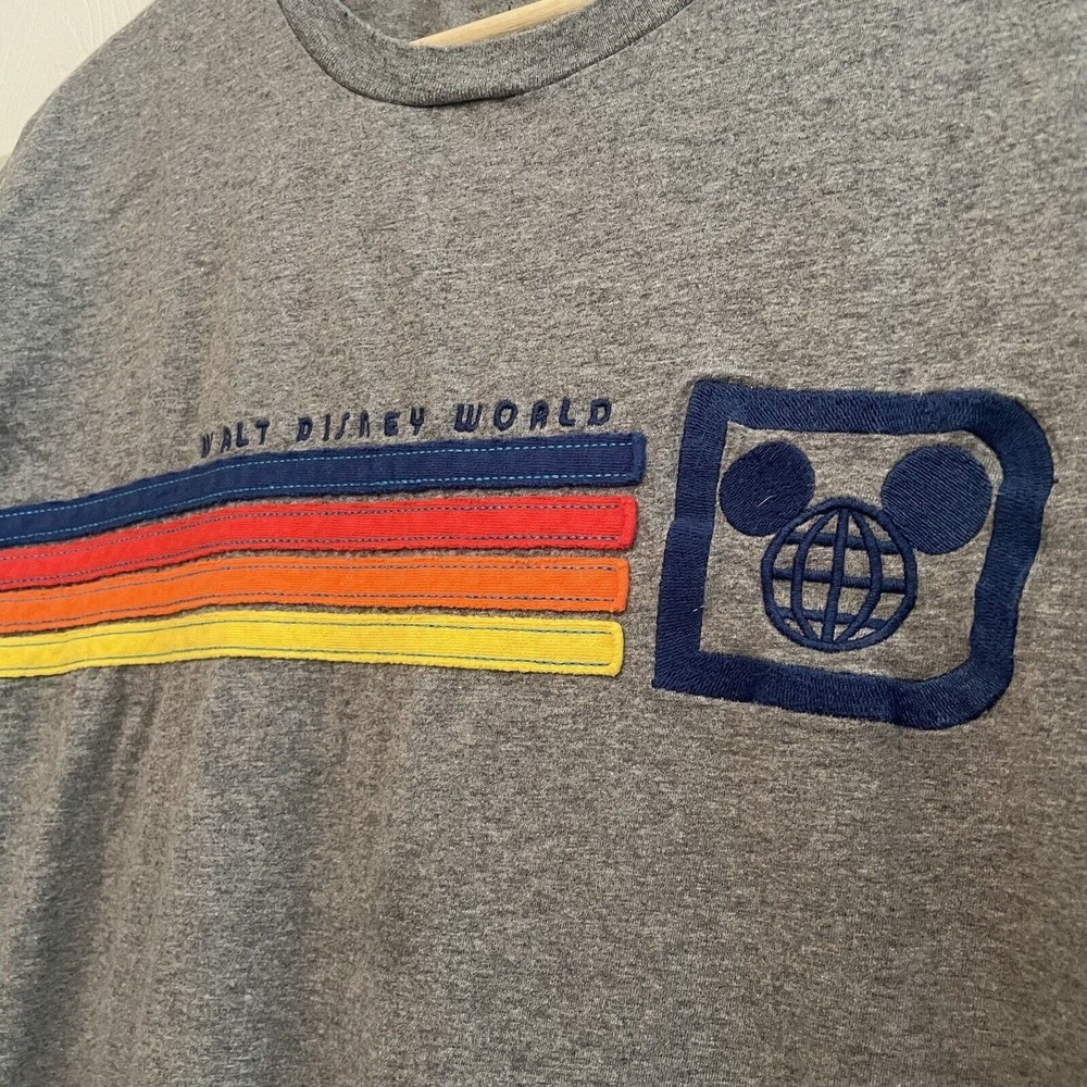 Disney Parks Walt Disney World Adult XL Gray T-Shirt 71 Embroidered - Picture 2 of 6